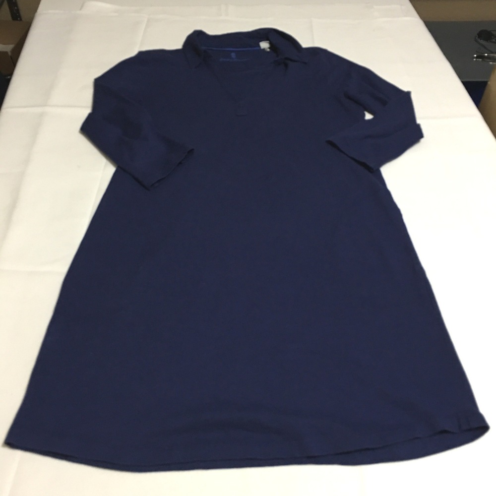 Tommy Bahama Dress Women Small Navy Blue 3/4 Sleeve Collared Pockets